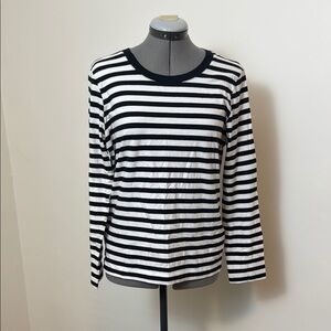 Black and White Striped Women's Top